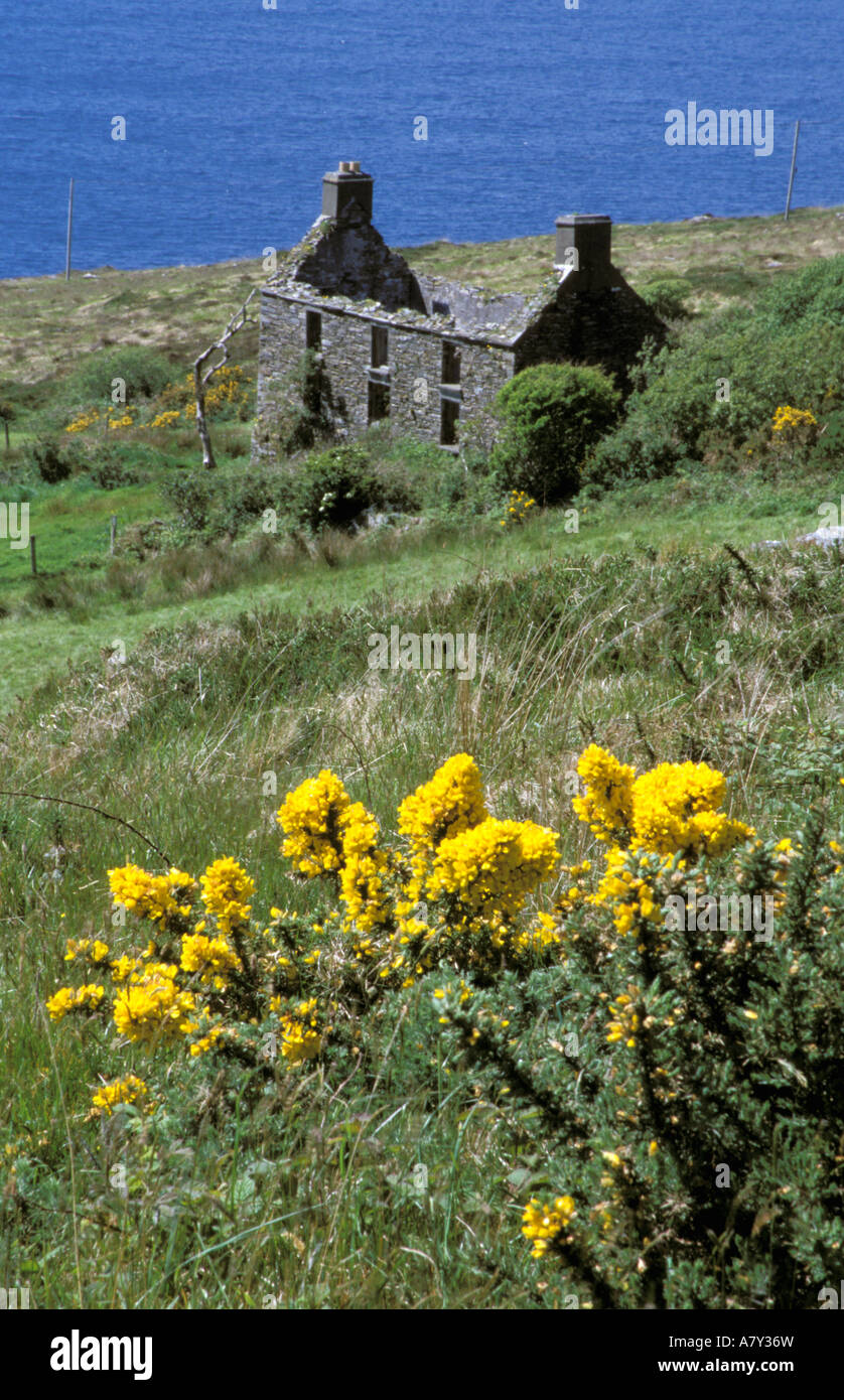 Europe, Ireland, County Kerry, Dingle Peninsula. Conner pass ruin Stock Photo