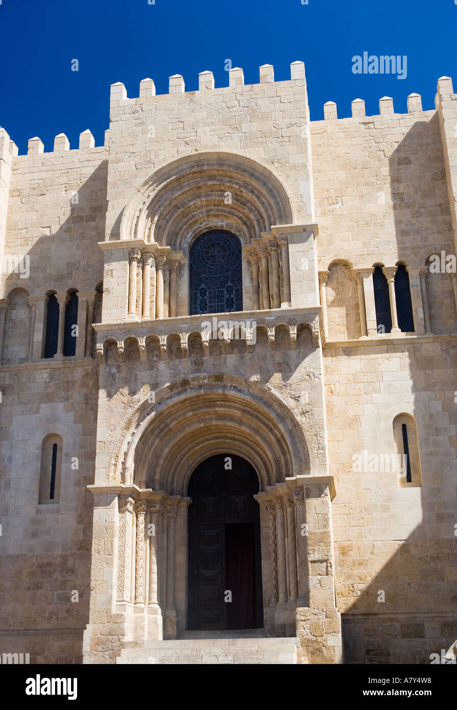 Old Cathedral Se Coimbra Portugal Stock Photo