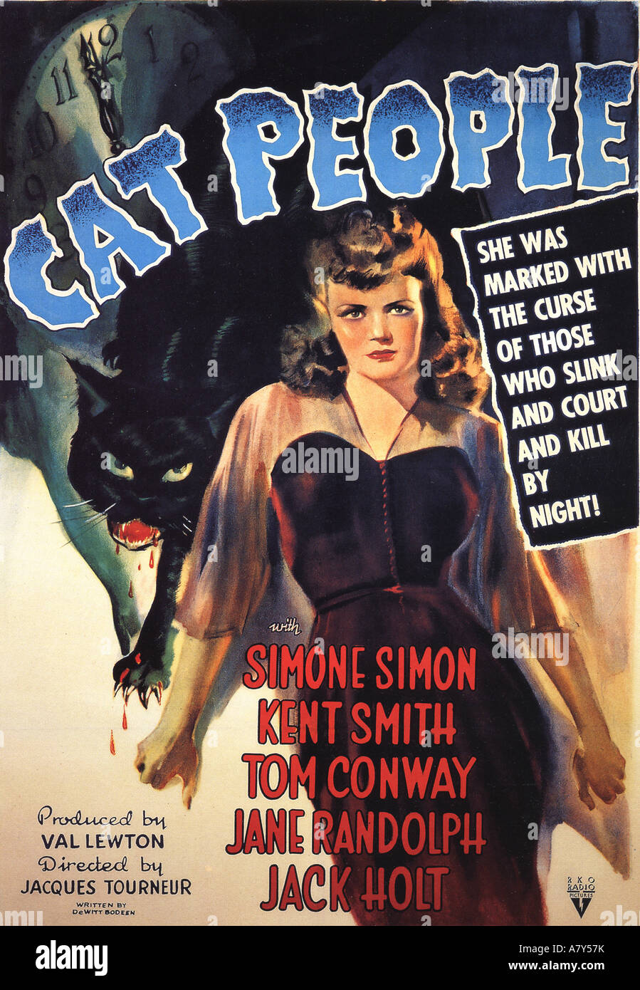 CAT PEOPLE - 1942 - Jacques Tourneur Cat-people-poster-for-1942-rko-film-with-simone-simon-A7Y57K