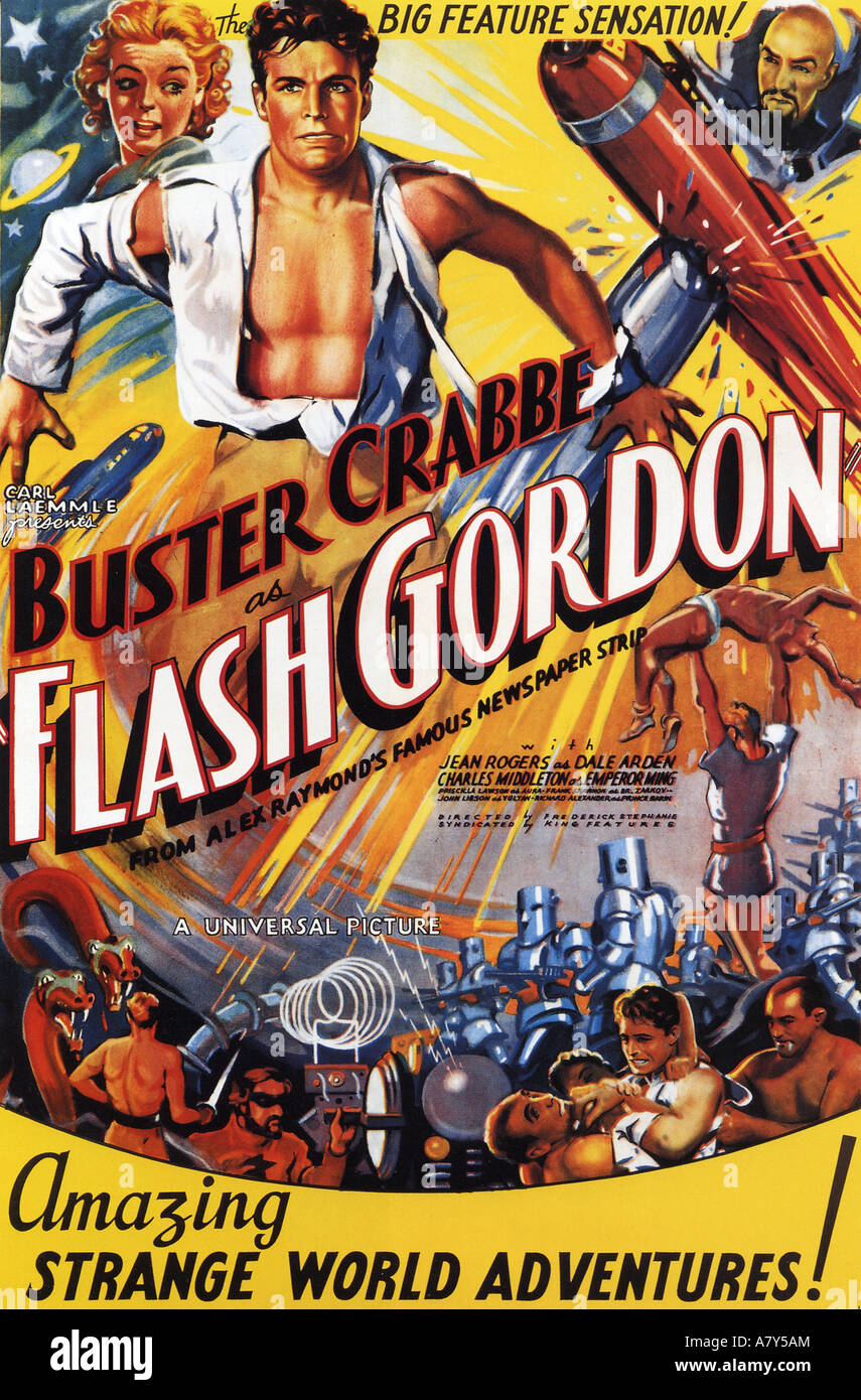 FLASH GORDON poster for 1936 Universal film with Buster Crabbe Stock Photo