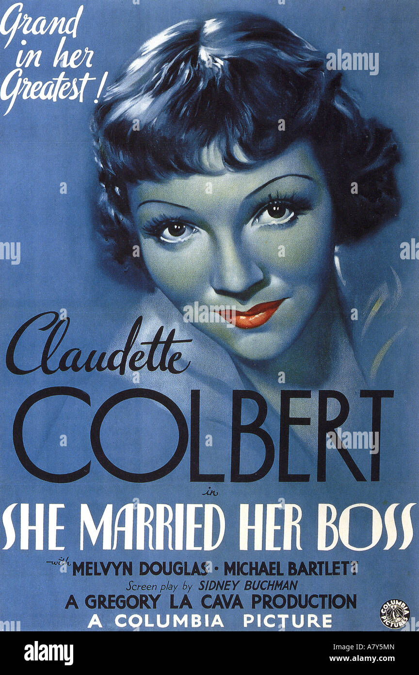 SHE MARRIED HER BOSS poster for 1935 Columbia film with Claudette Colbert Stock Photo