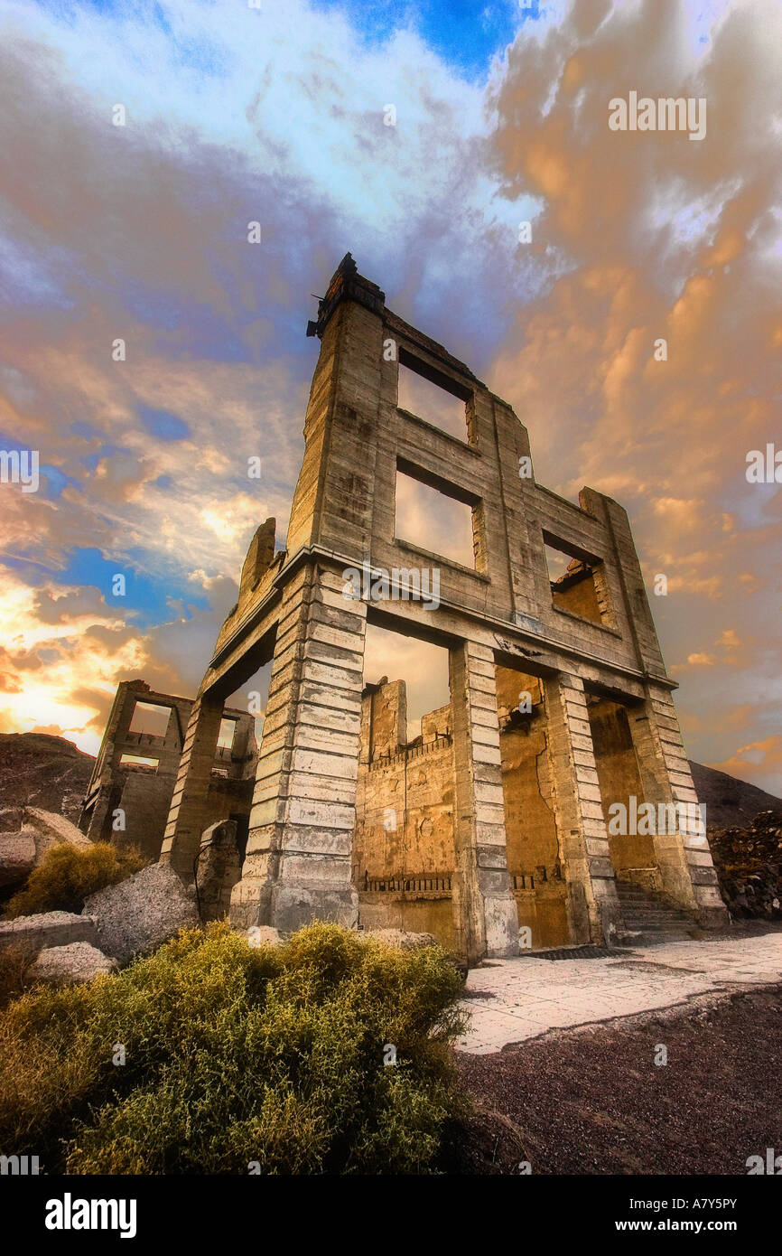 Ghost Town Bank Building, Rhyolite, Nevada Stock Photo