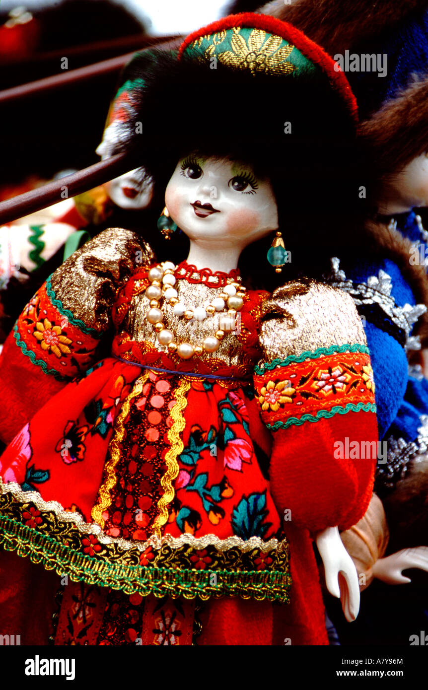 Europe, Russia, St Petersburg. Typical Russian souvenir handicrafts ...