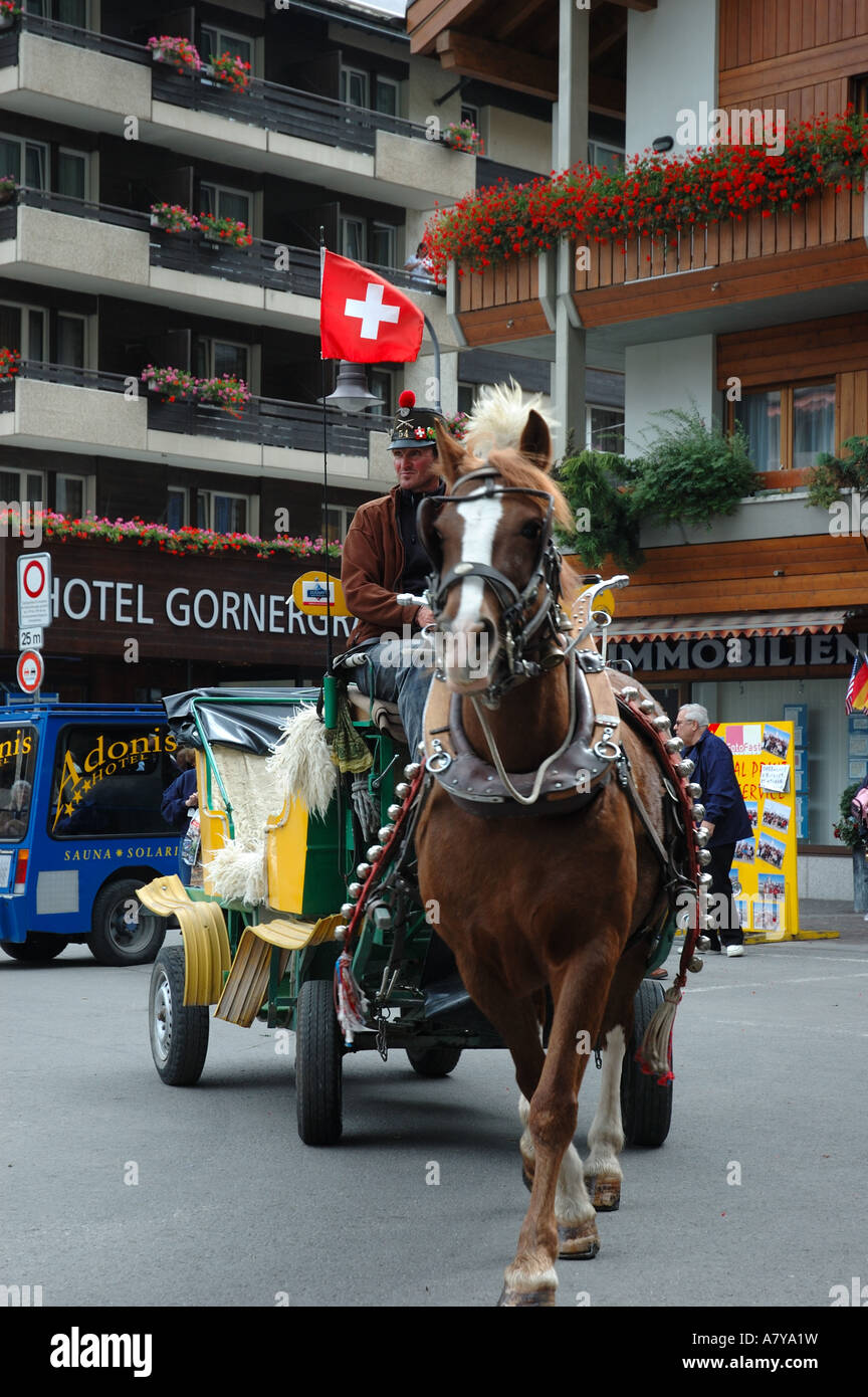 Switzerland, Zermatt, horsedrawn carriage ride Stock Photo Alamy