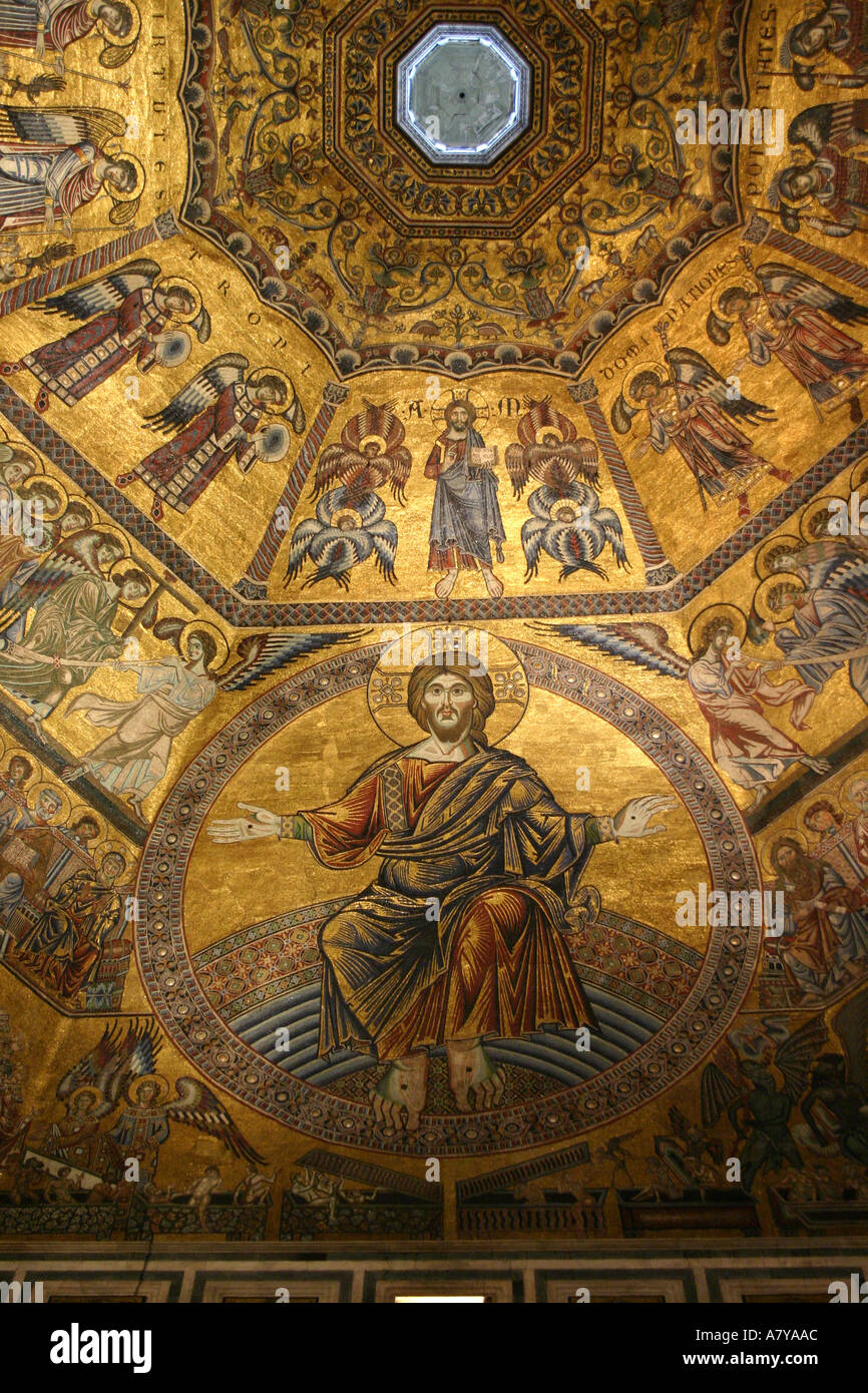 Gilded Mosaic Ceiling At The Florence Baptistry Stock Photo