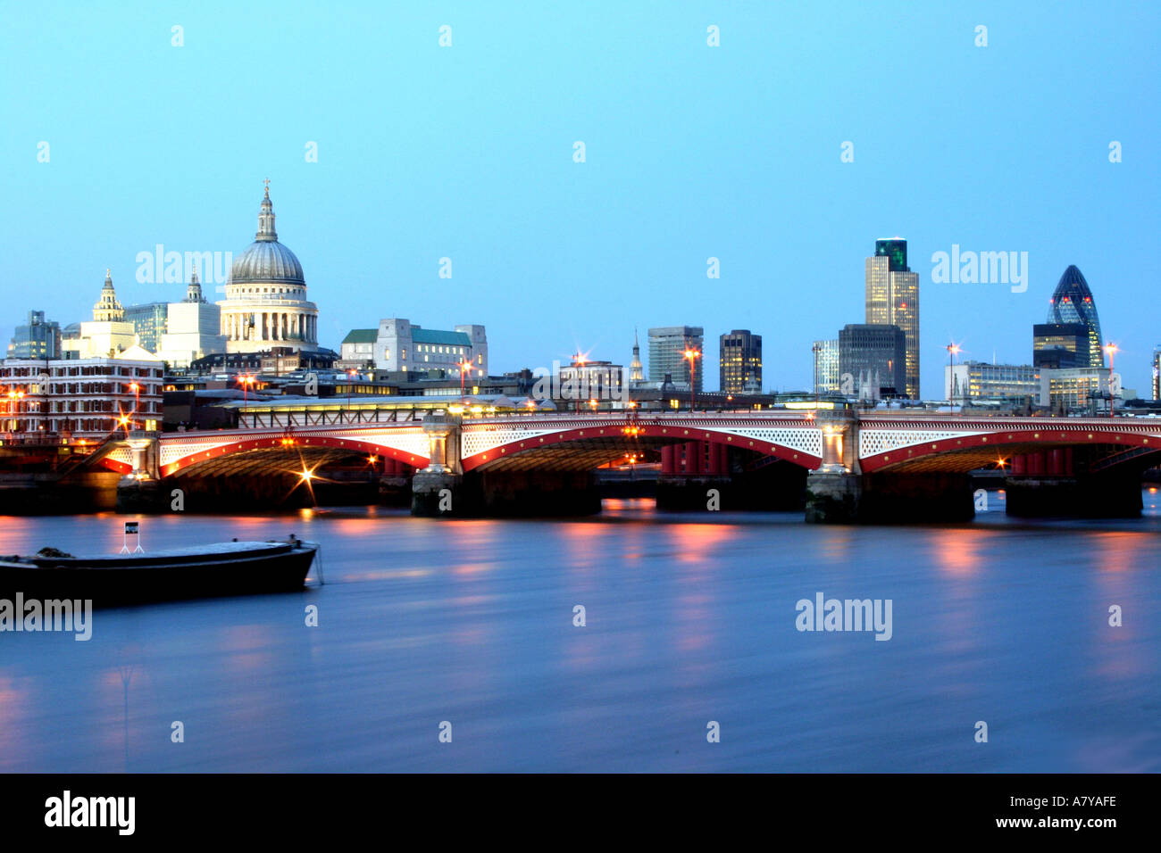 View of the city of London and the Thames at sunset Stock Photo
