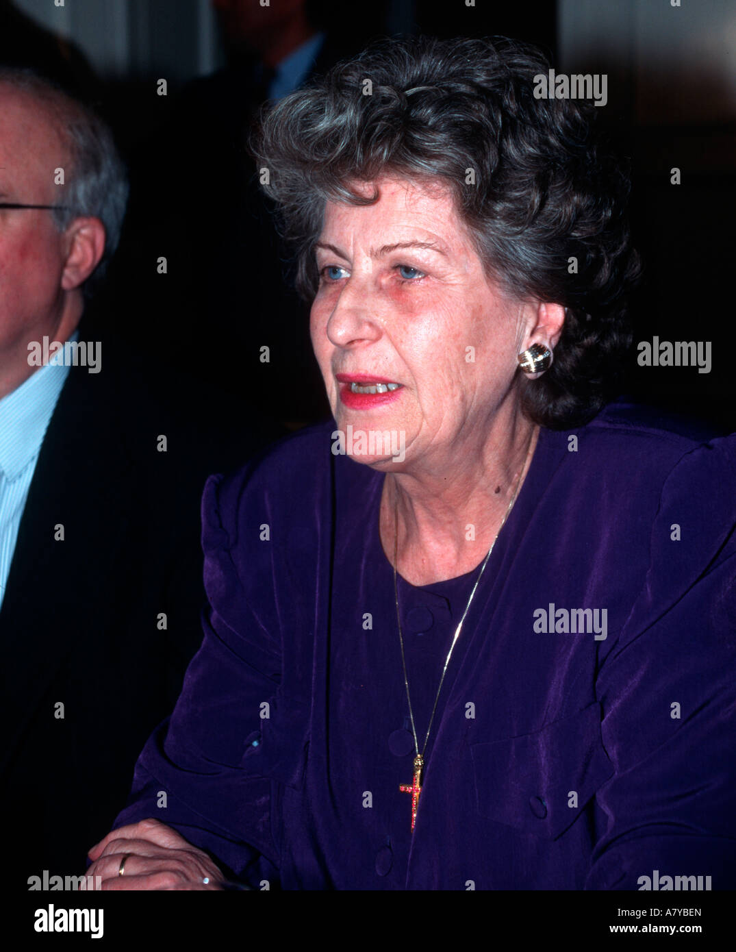 Bosnian Serb President Biljana Plavsic holding a press conference Stock