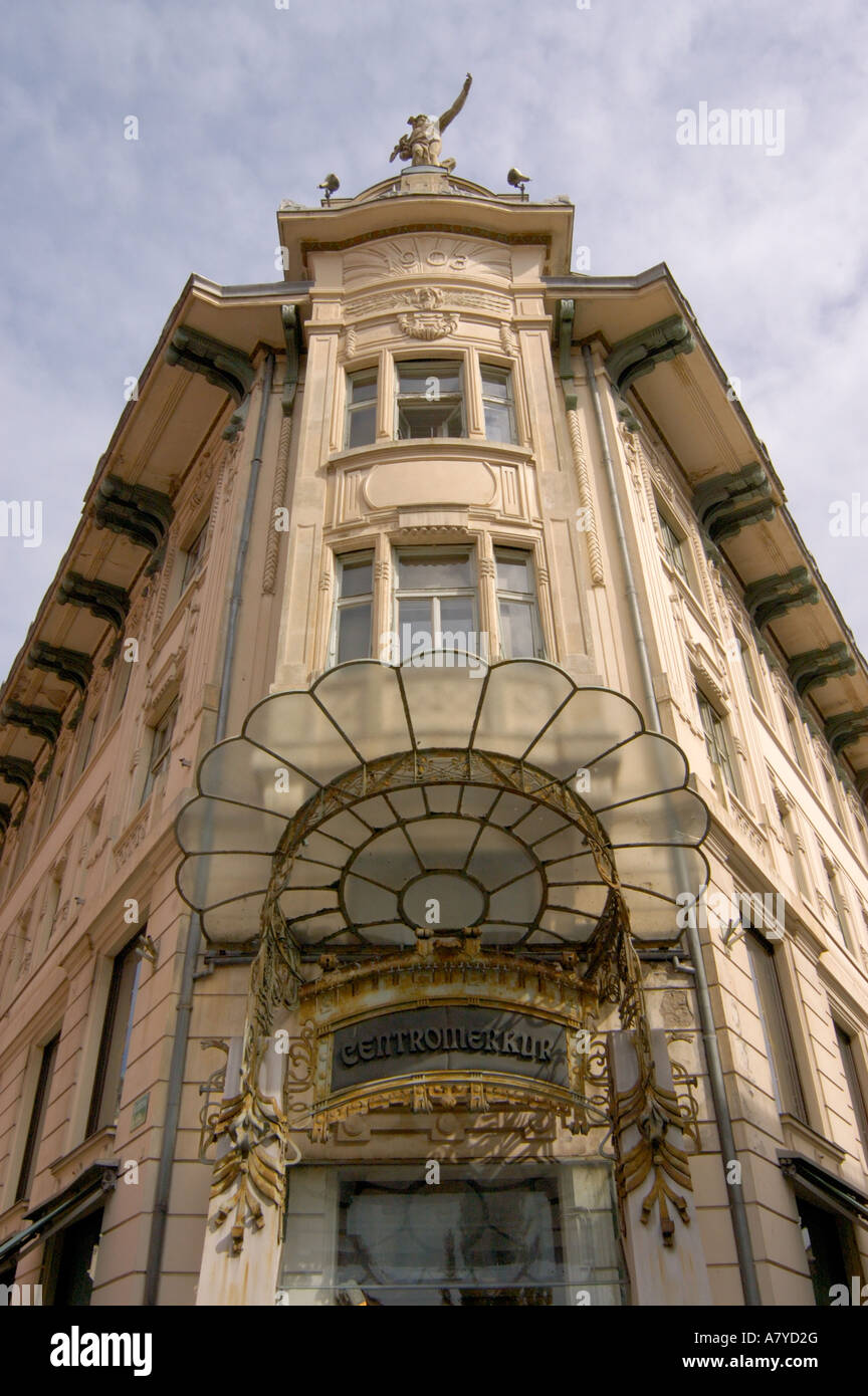 Slovenia, Ljubljana, Art Nouveau awning on Centromerkur department