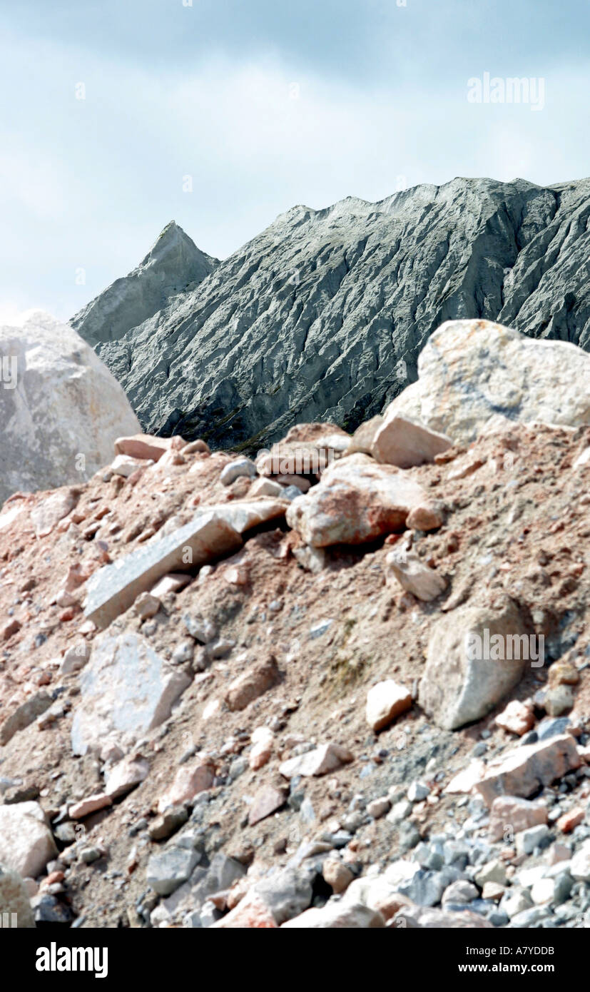 Open cast mine waste The Clay area St Austell Cornwall UK Stock Photo