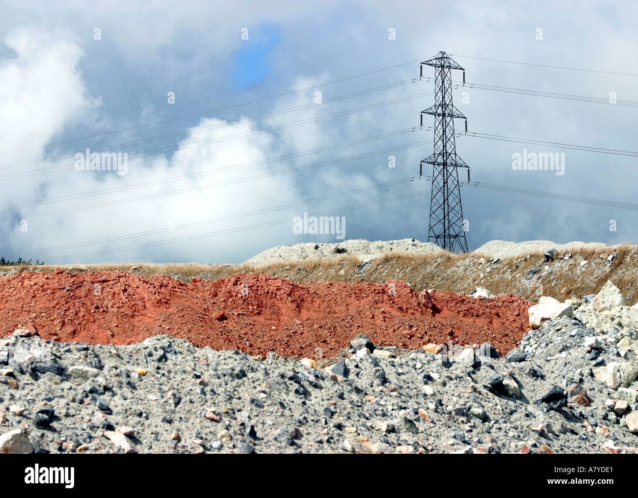 Open cast mine waste The Clay area St Austell Cornwall UK Stock Photo