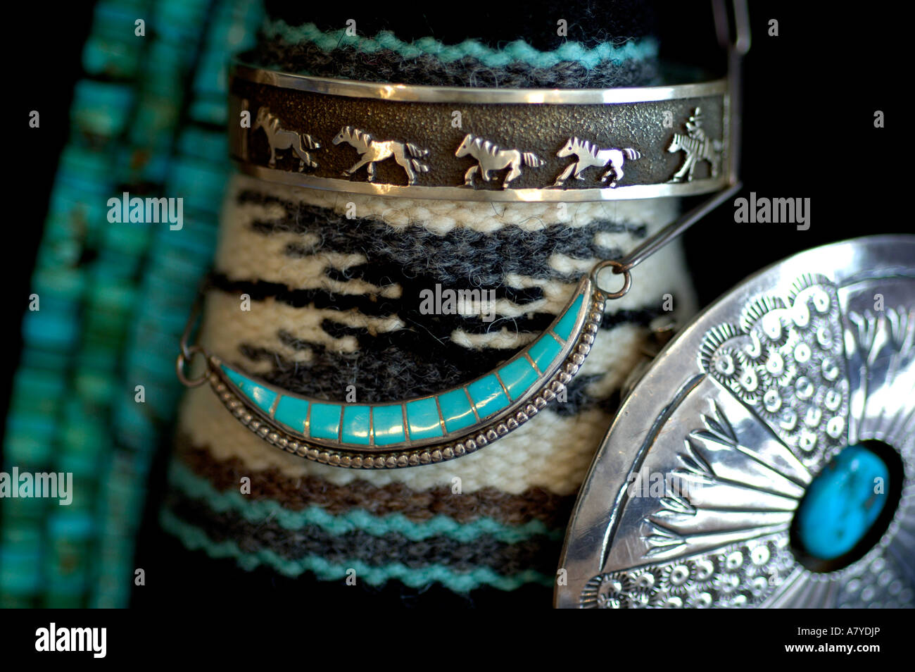 Southwest, American Indian art & handicrafts. Navajo silver & turquoise