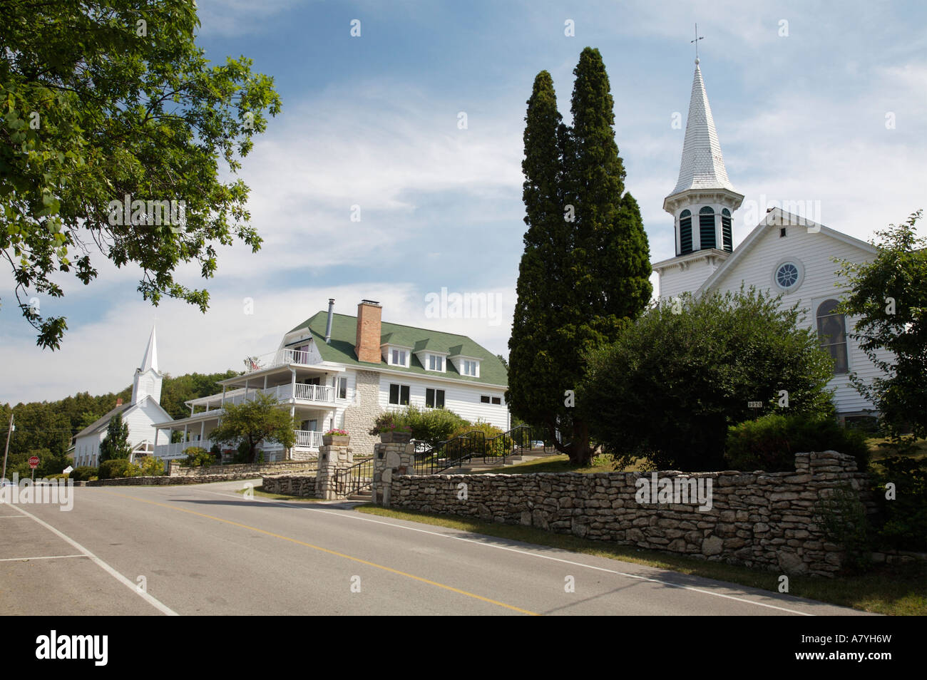 Churches and house on Moravia Street Ephraim Wisconsin Door County