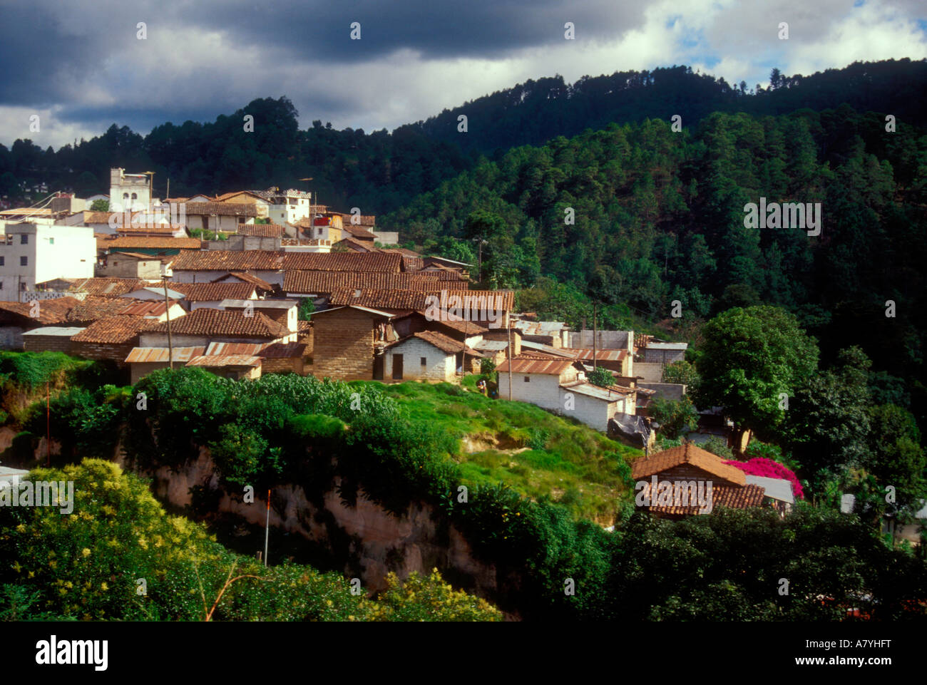 Guatemala Chichicastenango, aerial view of rooftops and hills, July Stock Photo Alamy