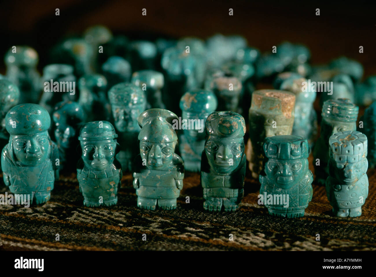 Warrior figurines, Universidad Nacional de San Antonio Abad del Cusco, Peru,Empires of the Sun,Wari, Huari Stock Photo