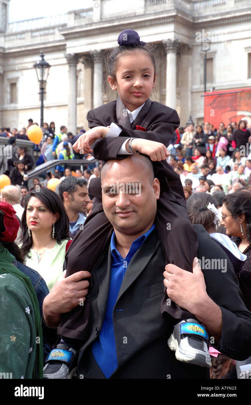 The Sikh community celebrating Vaisakhi  in Trafalgar Square London April. Stock Photo