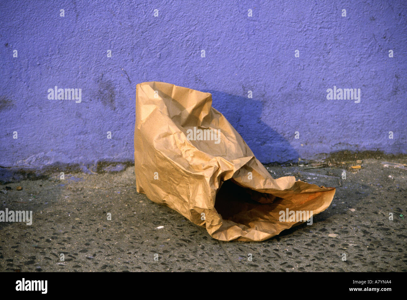 Empty brown paper bag New York city Houston and Broadway Stock Photo