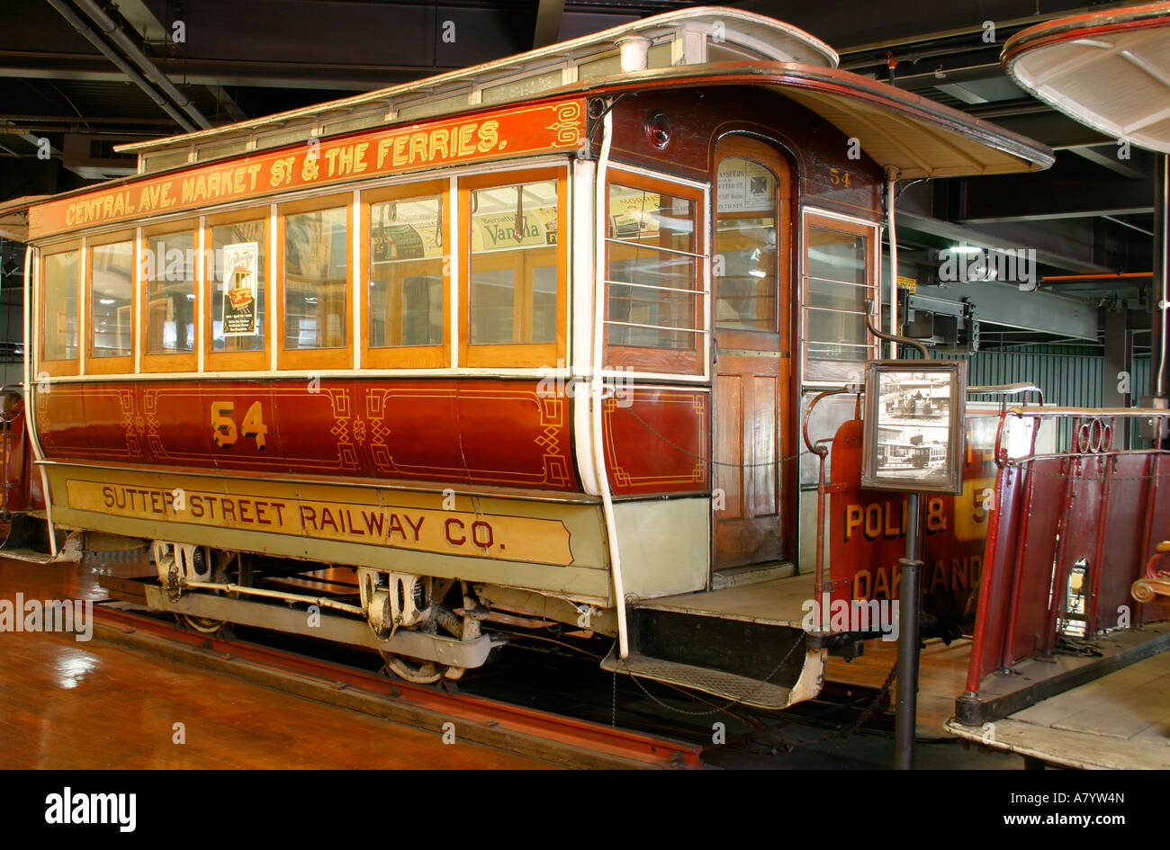 USA, California, San Francisco, Cable Car Museum, historic cable car. Stock Photo