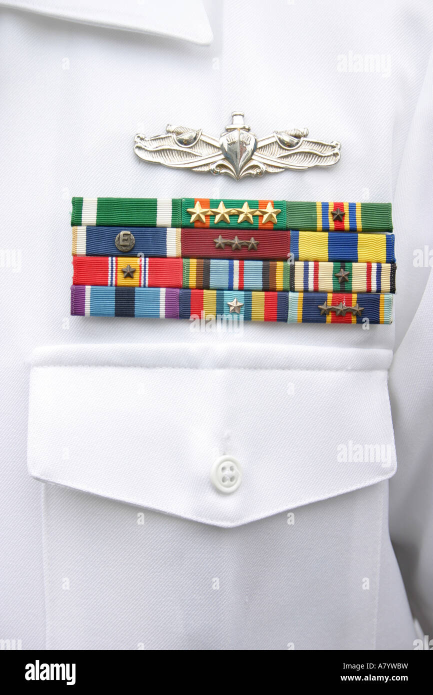 USA, California, Ribbons awards on sailor's dress uniform Stock Photo Alamy