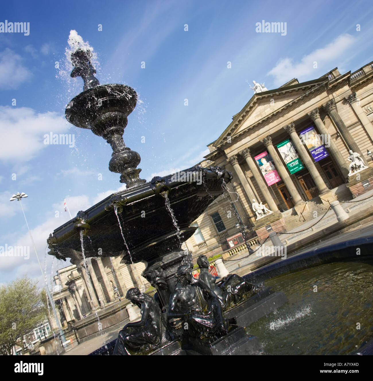 The Steble Fountain and Walker Art Gallery Liverpool Merseyside England UK Stock Photo