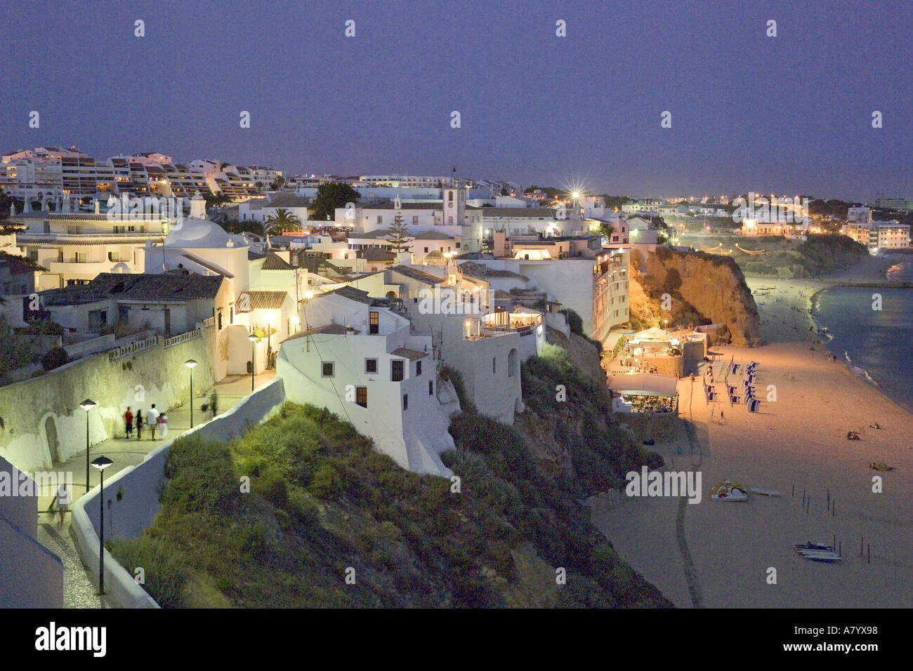 Portugal, the Algarve, Albufeira at Dusk Stock Photo