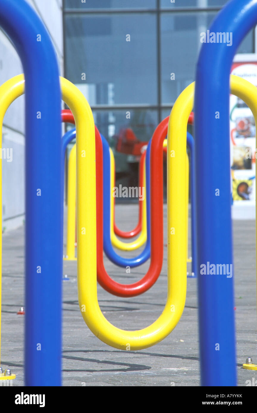 Colorful Bike Racks North America, USA, Kansas, Wichita. Colorful bike racks Stock Photo ...
