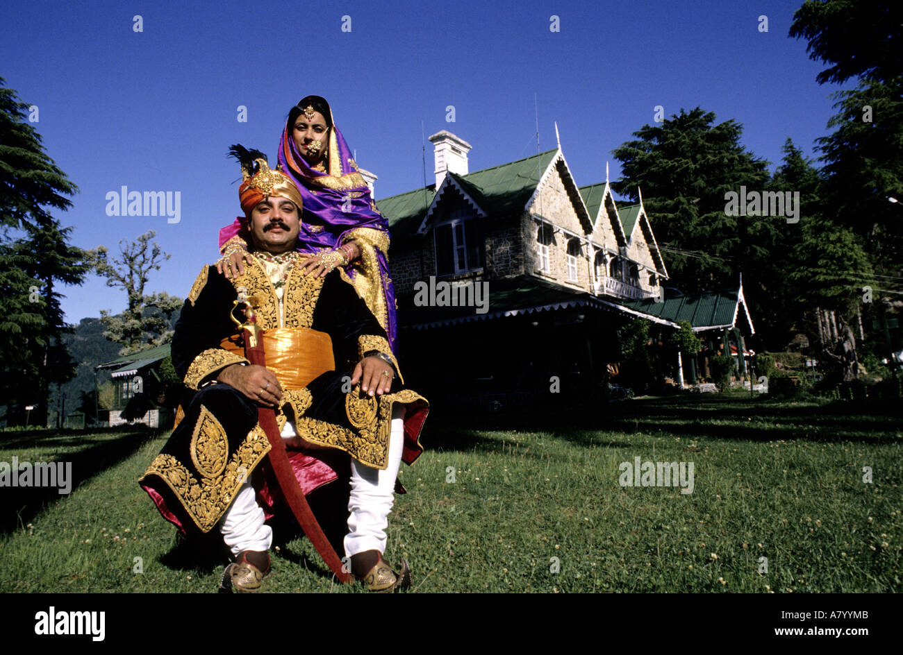 India, Himachal Pradesh, Dalhousie, Maharaja and Maharanee of Chamba in their Summer residence (Jandrighat Palace) Stock Photo