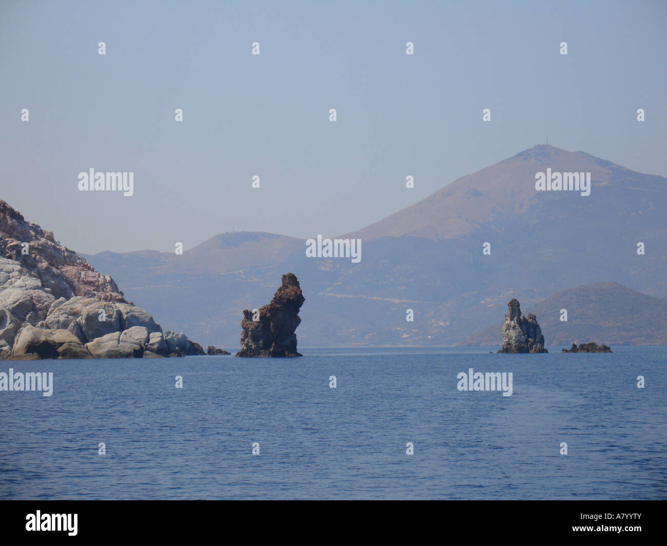 Rocks on the sea near Milos island, Greece Stock Photo - Alamy