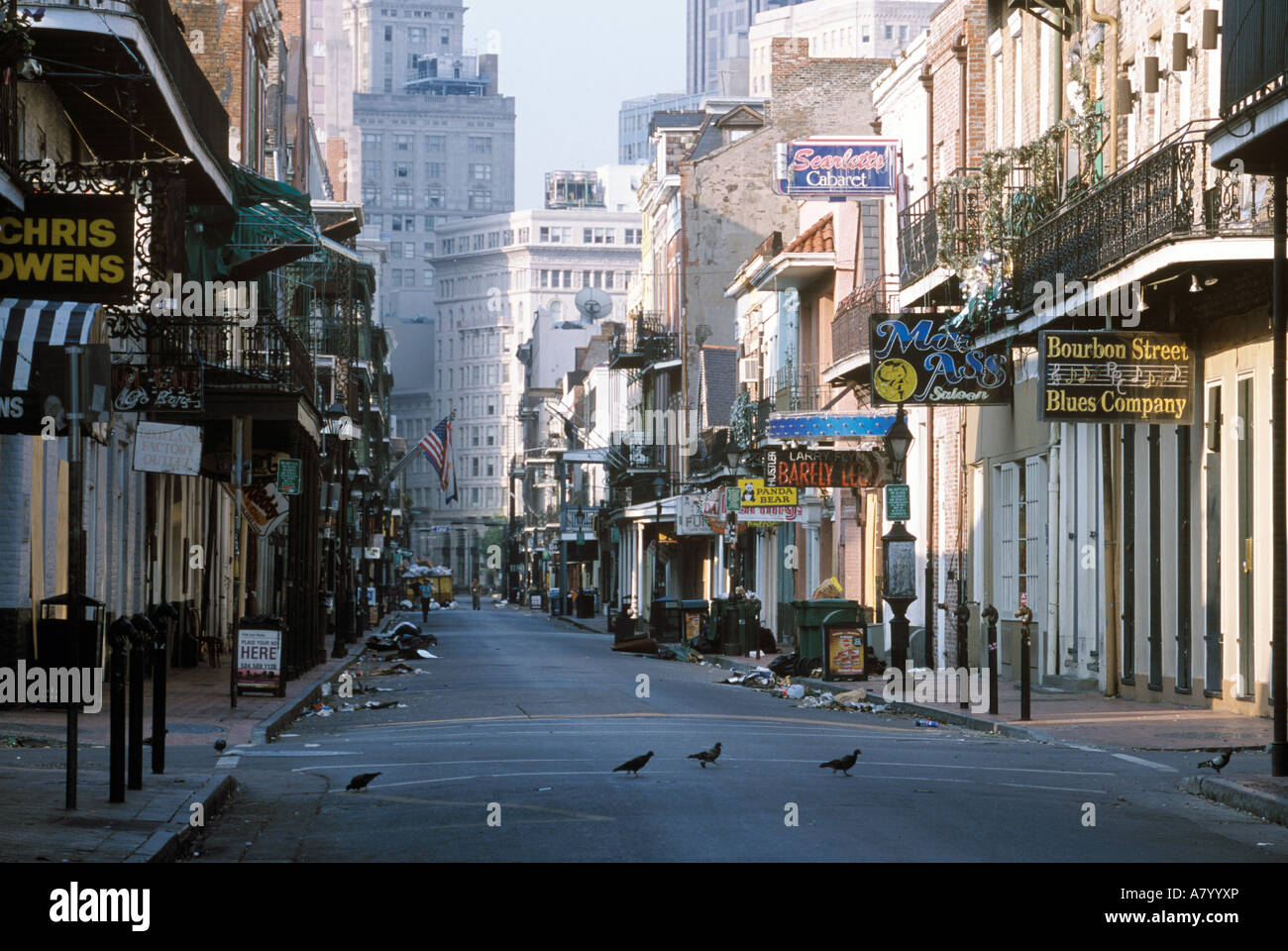 New Orleans, Louisiana An empty Bourbon Street in the aftermath of