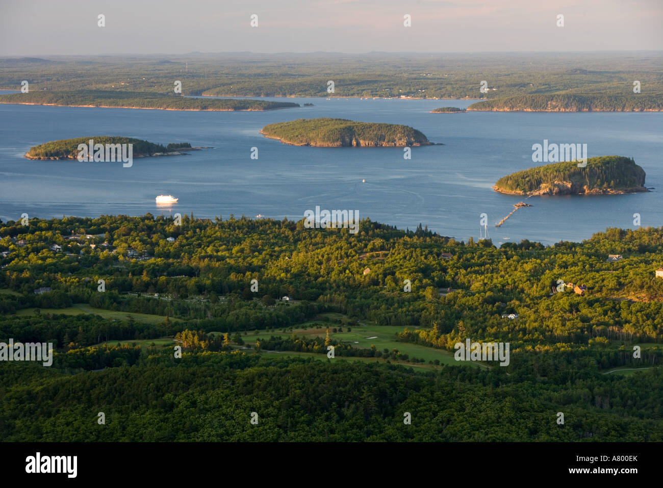 The view of Frenchman Bay from Cadillac Mountain in Maine's Acadia
