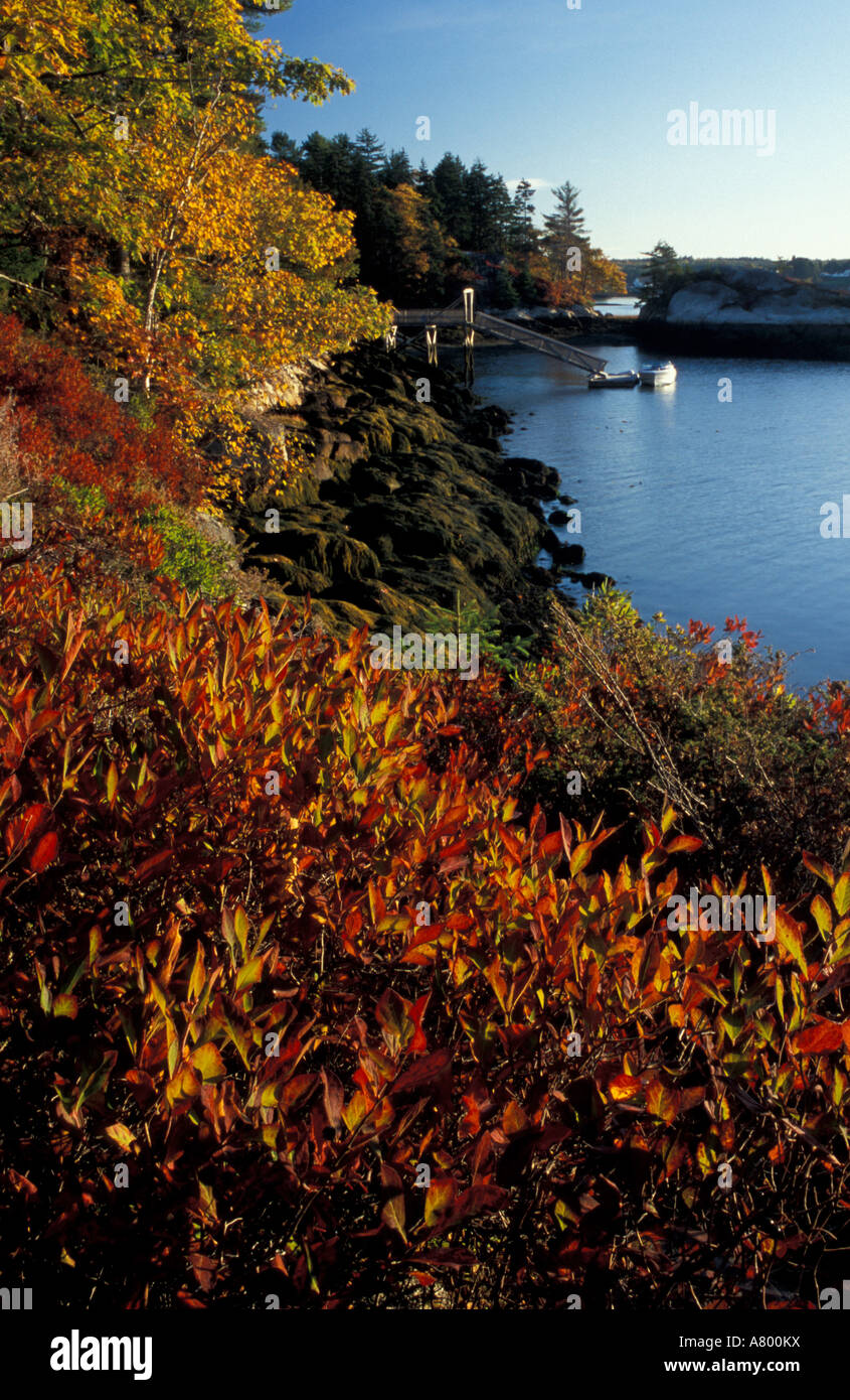 Barters Island, Boothbay, ME. A private boat dock next to the Porter