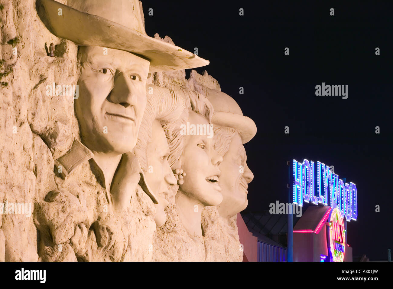 USA, Missouri, Branson: Country Music Mecca of the Midwest, Bas Reliefs of Celebrities at the Hollywood Wax Museum Stock Photo