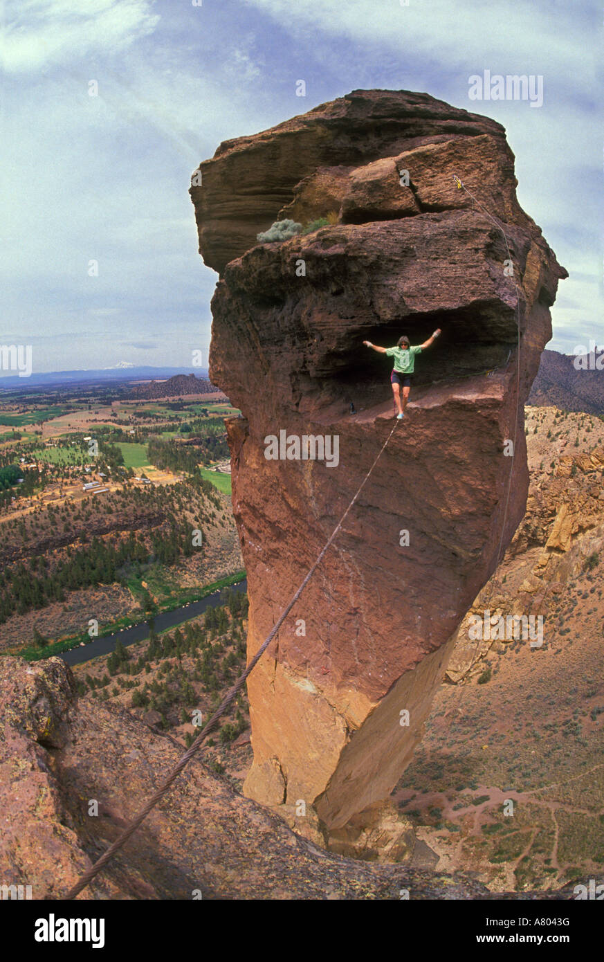 Solo Rock Climber Walking Cable Stretched From Free Standing Monkey Stock Photo Alamy Solo Rock Climber Walking Cable Stretched From Free Standing Monkey Stock Photo Alamy