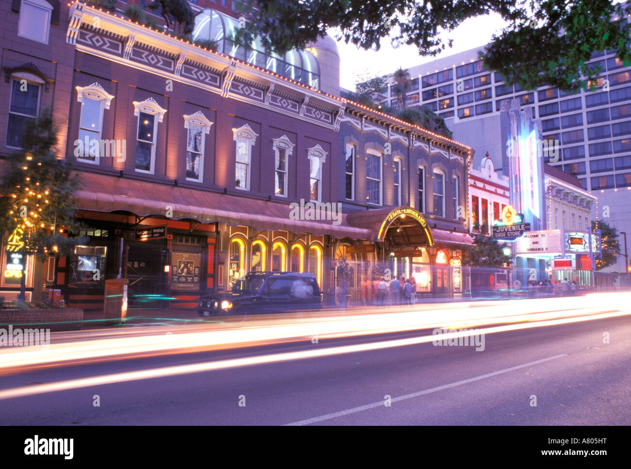 North America, USA, Texas, Fort Worth. Sundance square evening lighting
