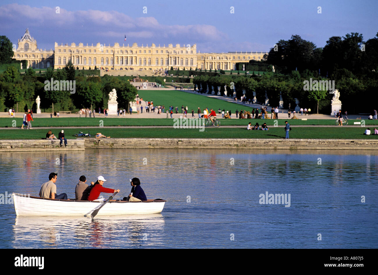 France, Yvelines, Versailles, Château de Versailles, rowboats on the Great Canal Stock Photo