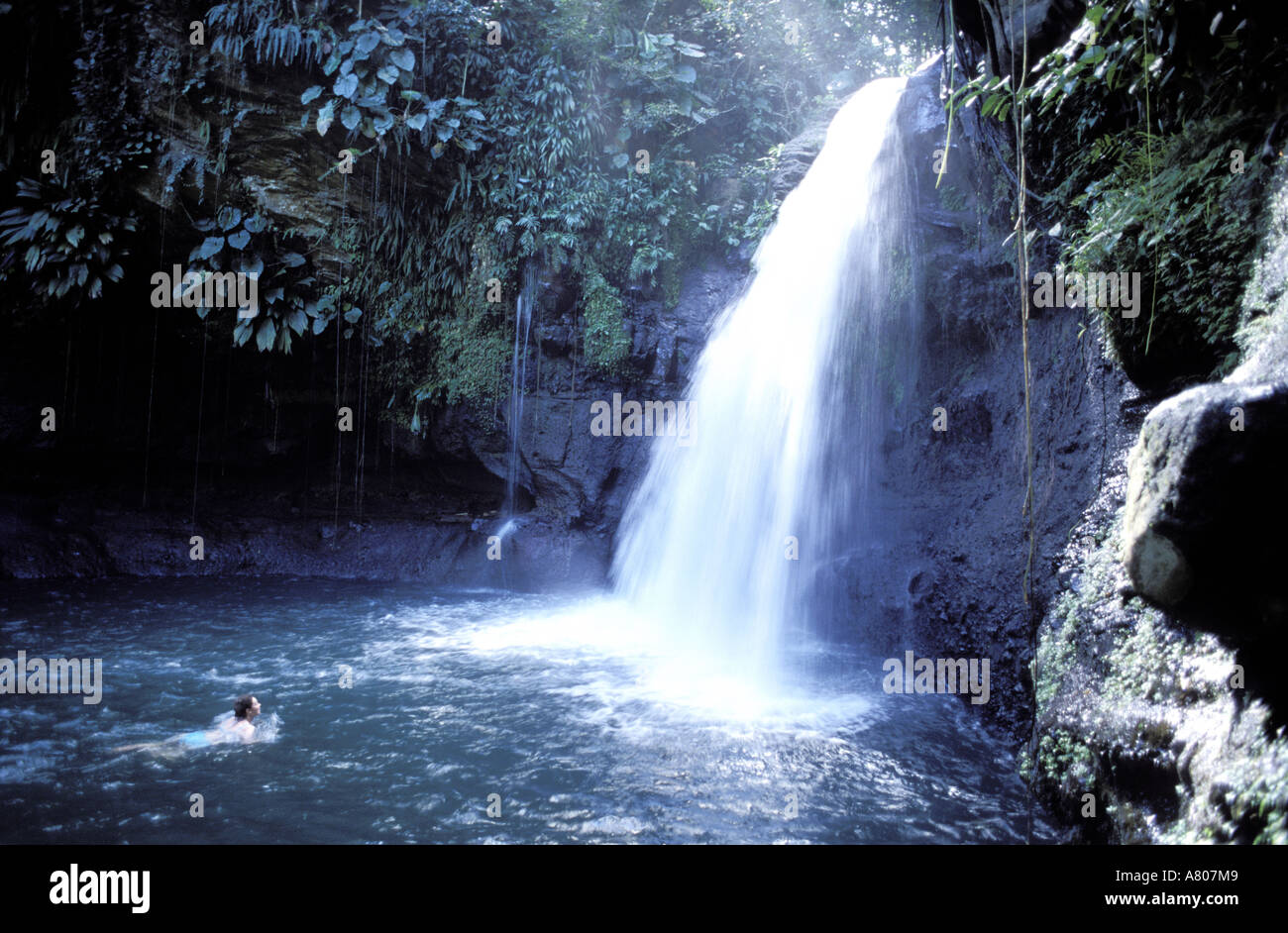 France, Guadeloupe (French West Indies), Basse Terre, Saut de la Lezarde waterfall Stock Photo