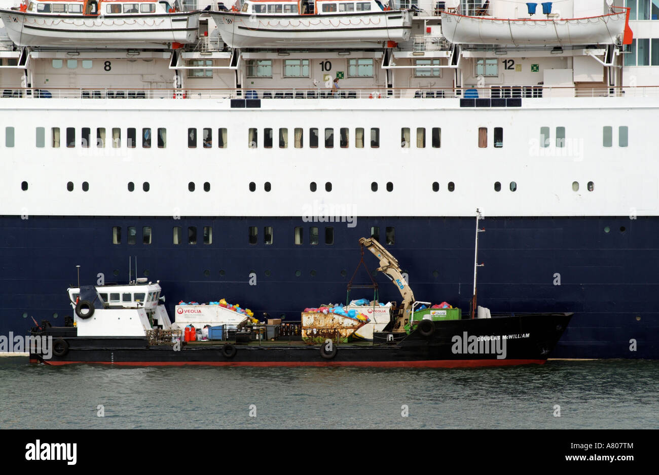 Marine waste collection Southampton Docks England UK The waste