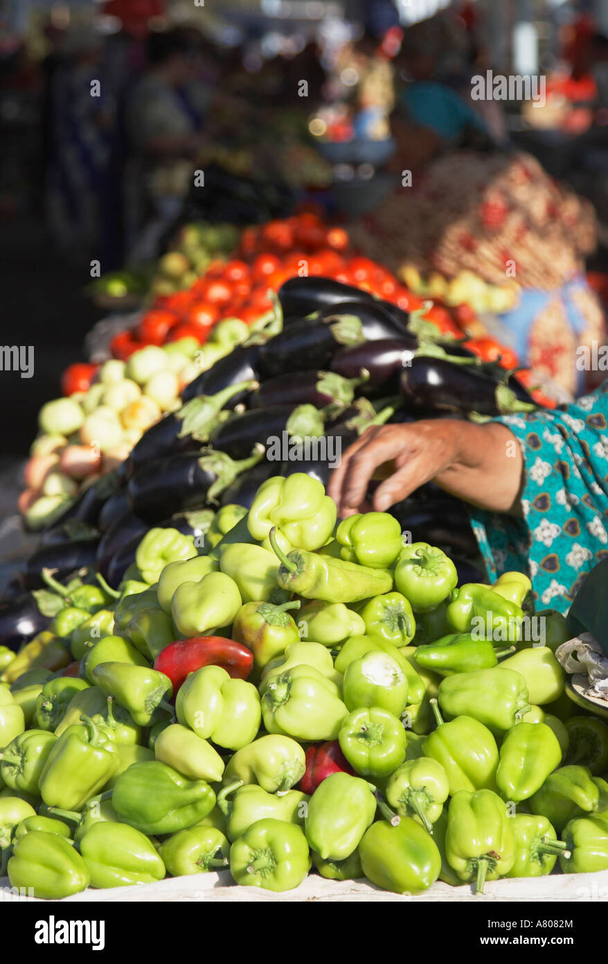 Green Peppers At Market Stock Photo - Alamy