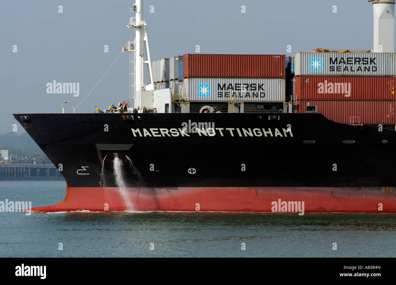Container carrier MAERSK Nottingham on Southampton Water England UK Stock Photo