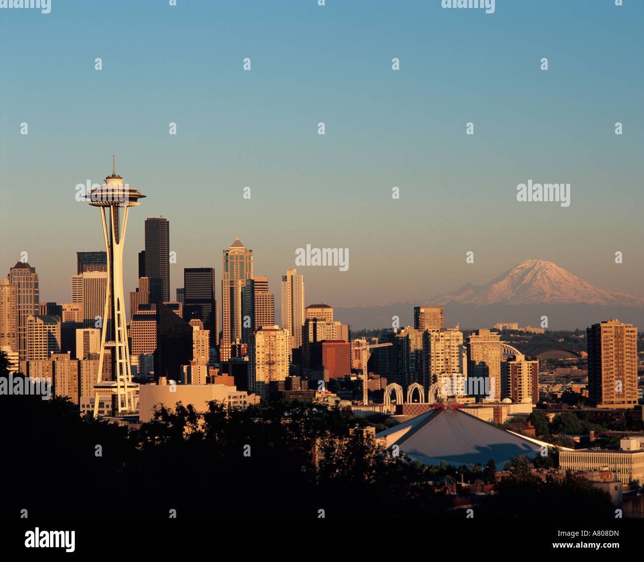 Seattle from Kerry Park. with Mount Rainier. Seattle, WA Stock Photo ...