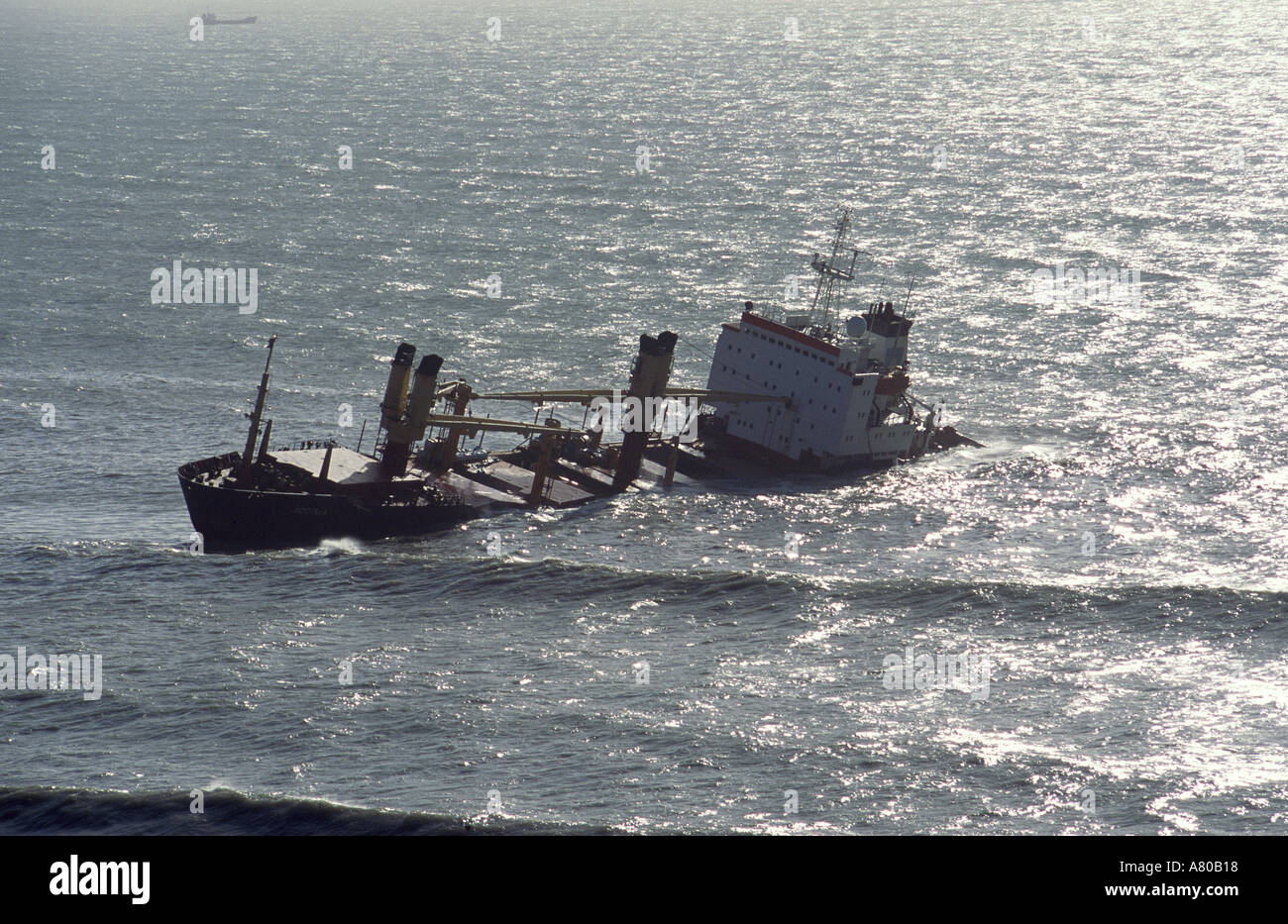 A wrecked ship in Whitsand Bay near Plymouth Cornwall England Great Britain Stock Photo