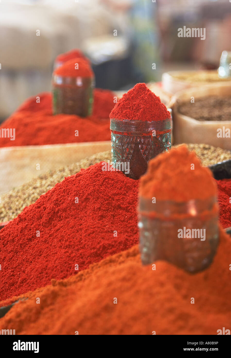 Colourful Spices At Market Stall Stock Photo