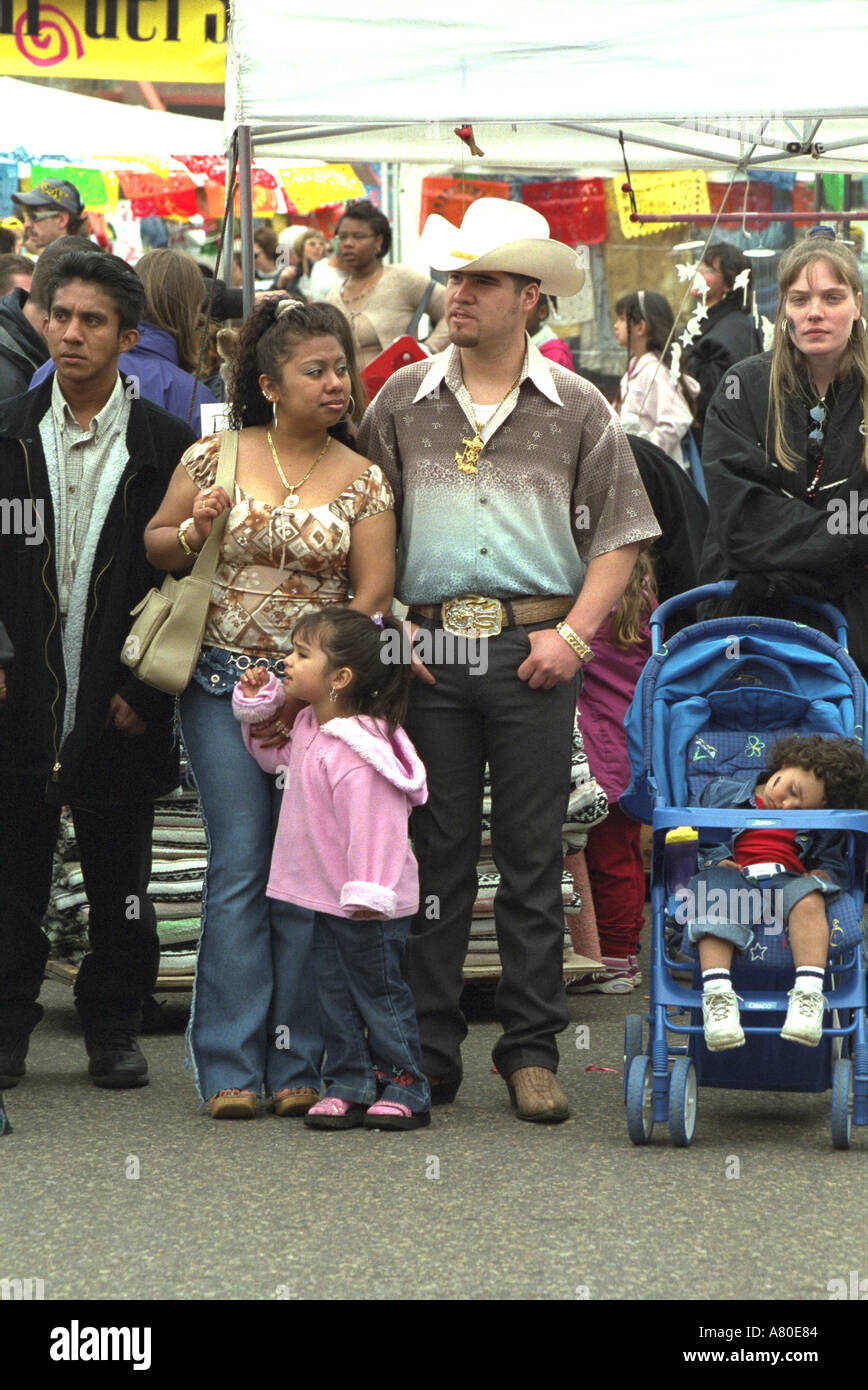 Mixed race family at Cinco de Mayo festival. St Paul Minnesota USA Stock Photo