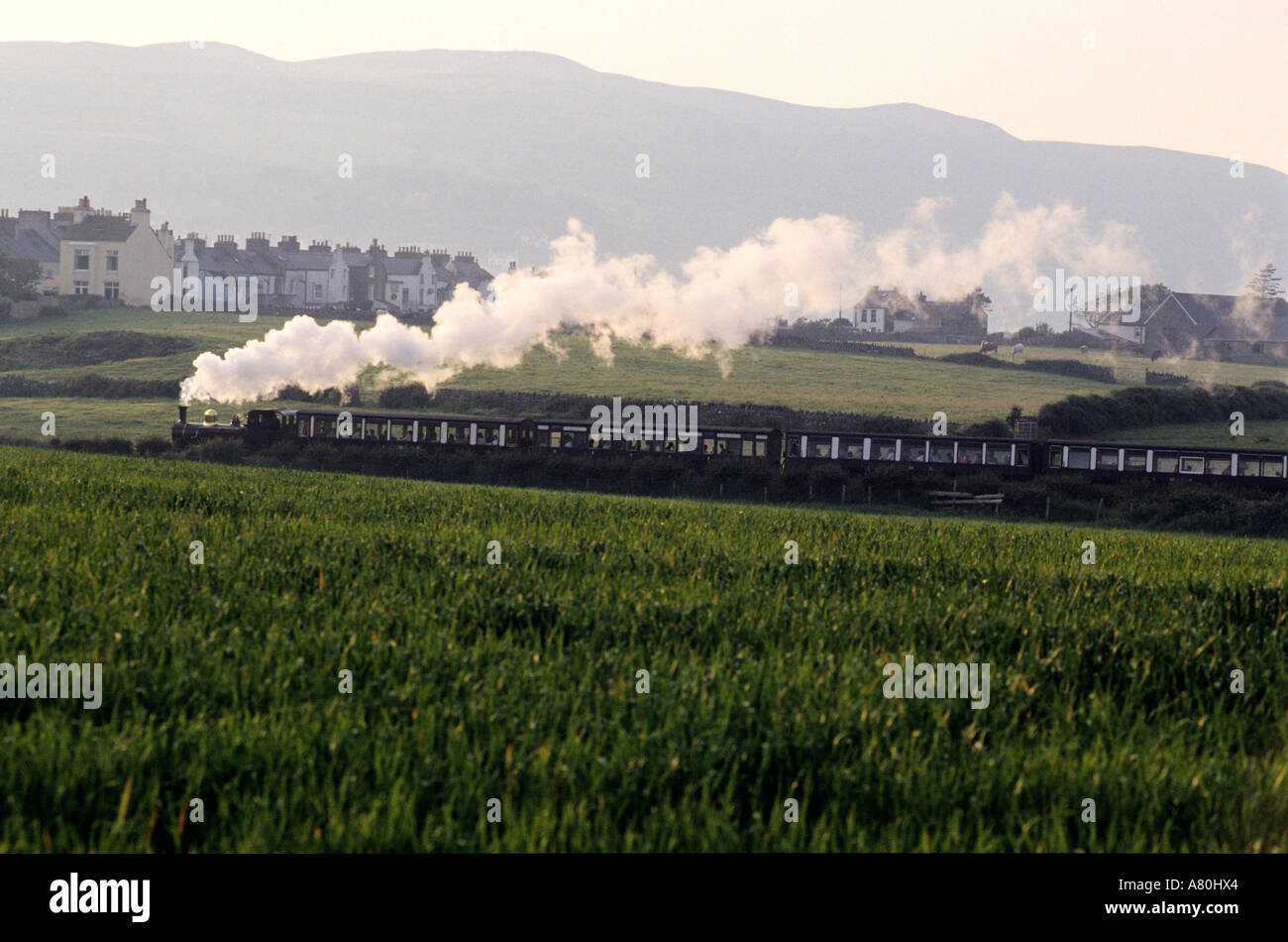 United Kingdom, Isle of Man, steam train Stock Photo