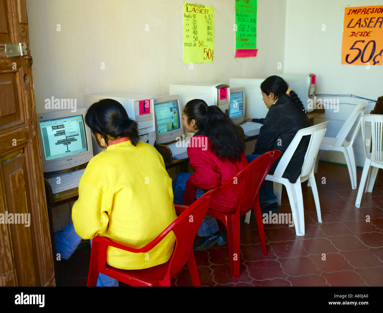 Mexico, Internet Cafe Stock Photo