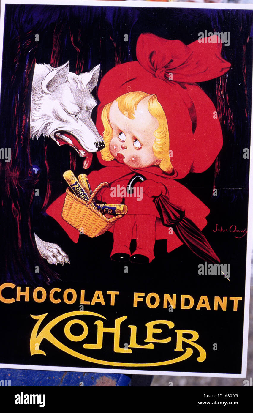 Switzerland, an old publicity for the swiss chocolate Stock Photo