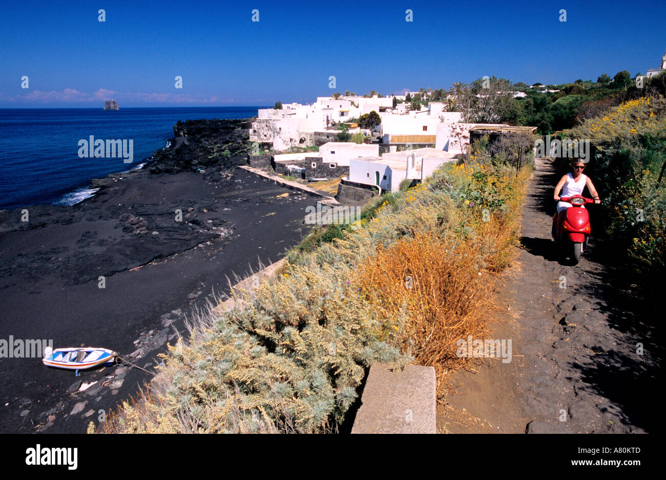Italy, Sicily, Aeolian Islands, Stromboli island, Piscita village Stock