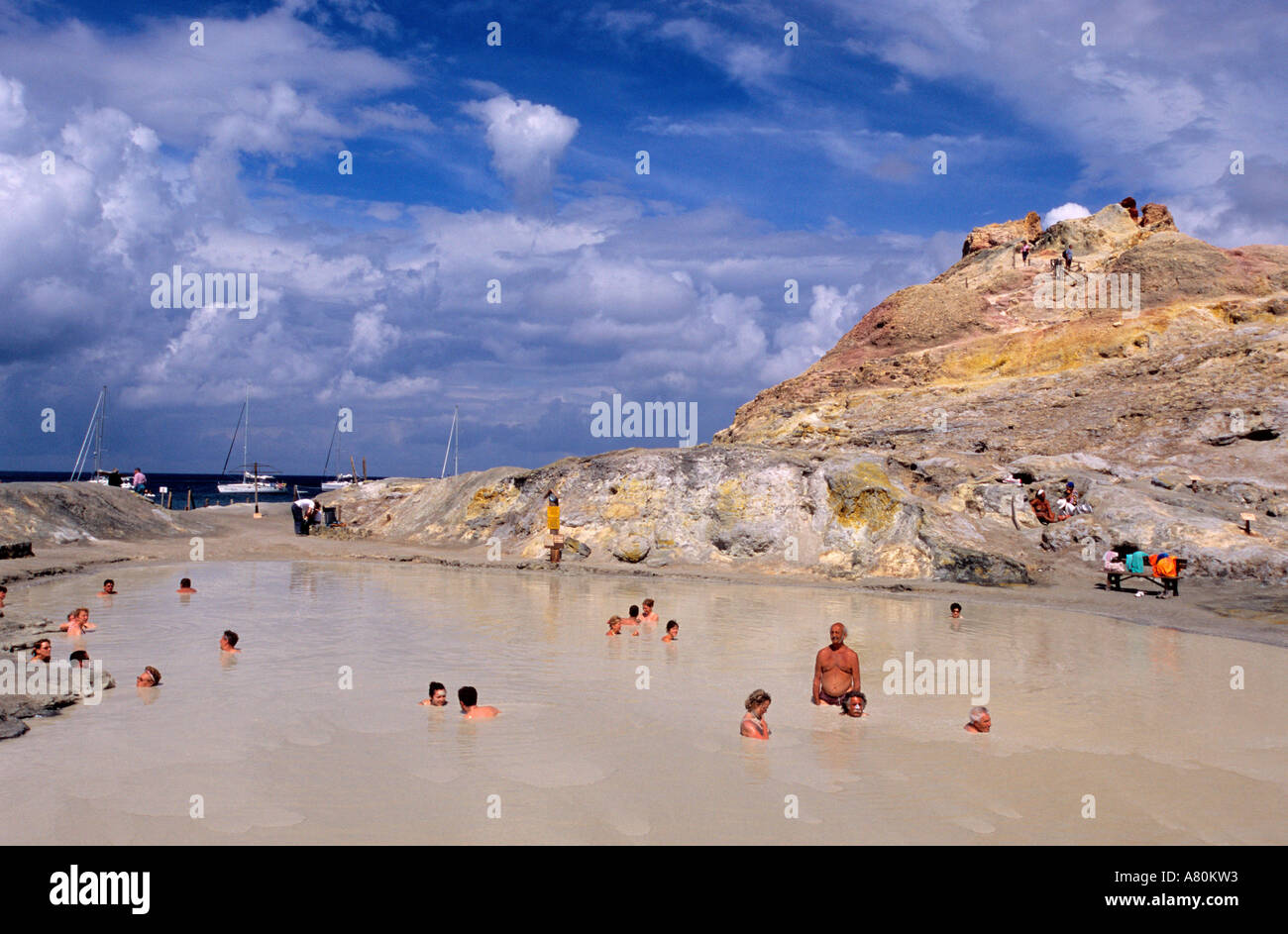 Italy, Sicily, Aeolian Islands, sulfurous mud baths on Vulcano island