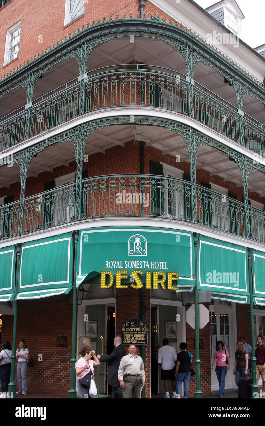 The Royal Sonesta Hotel and Desire Oyster Bar in the French Quarter New