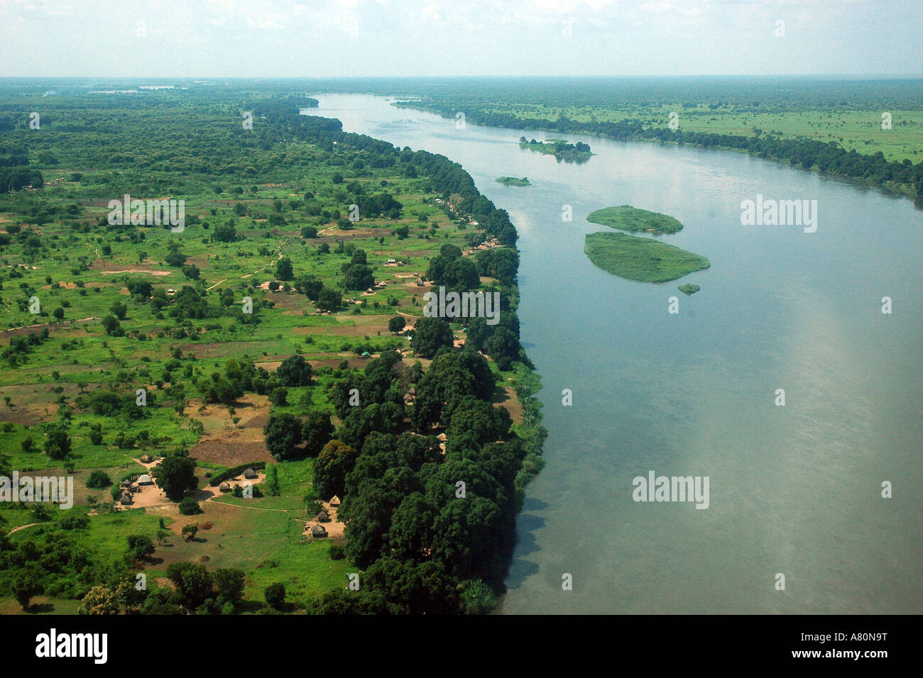 Nile River in Juba South Sudan from the plane Stock Photo