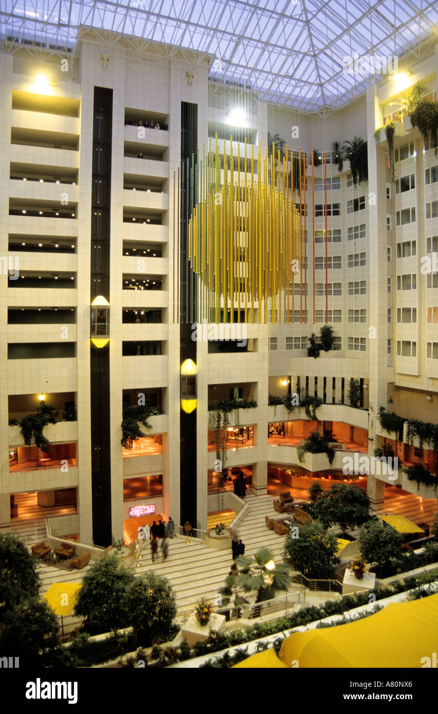 Czech Republic, Prague, hall of Hilton Atrium Hotel Stock Photo